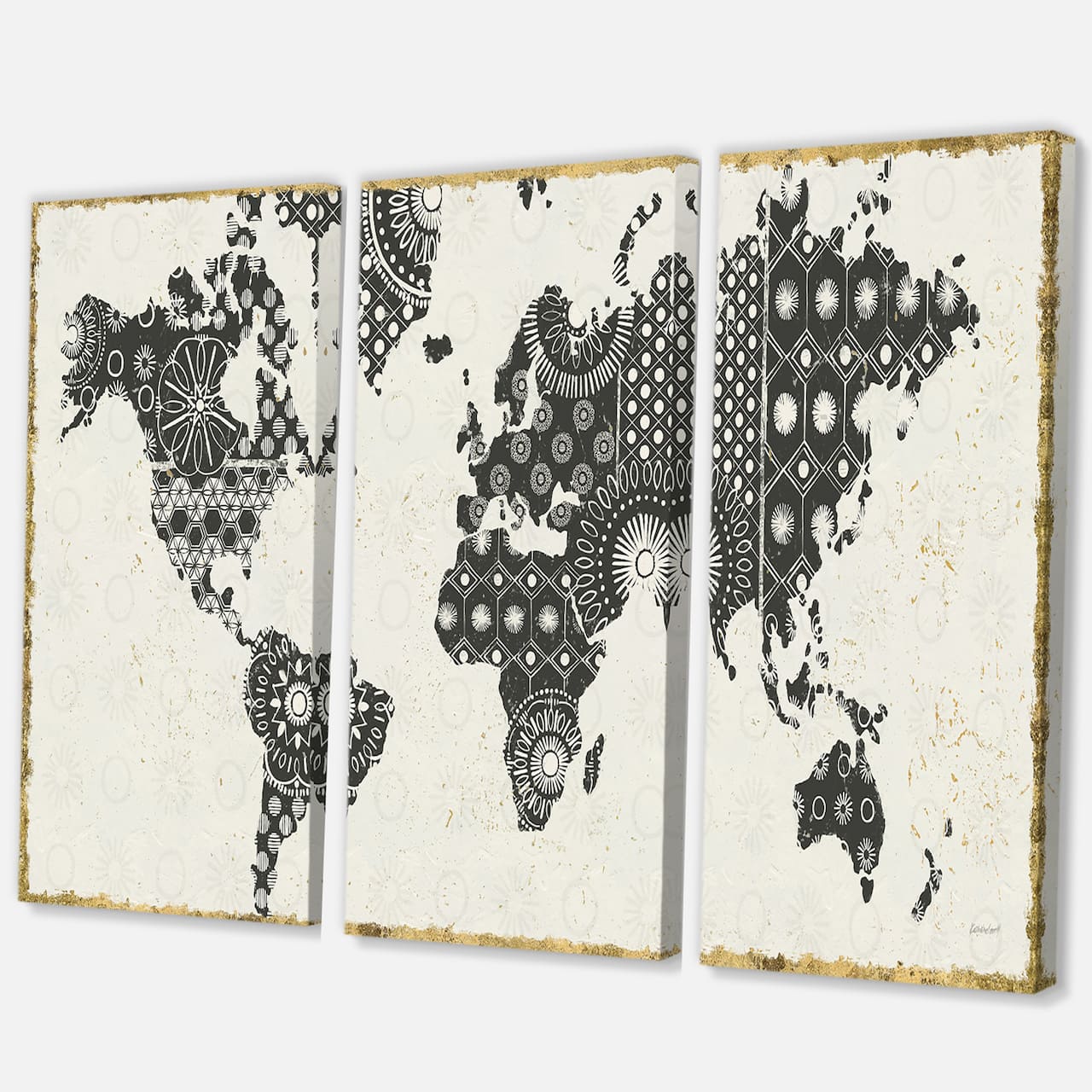 Designart - Madallions Map - Traditional Gallery-wrapped Canvas